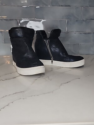 Steve Madden Black Zip Wedgie High Top Platform Sneaker Size 7B