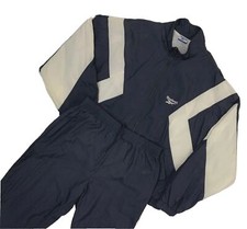 Vintage Reebok 90's Lined Nylon Track Suit Windbreaker and Pants Gray  White L