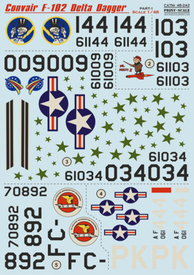 Decal for Convair F-102 Delta Dagger Part 1 1/48 Print Scale 48-242