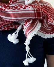 Arabic Shemagh Keffiyeh Shawl Shemagh Al-Bassam Jordanian Hatta Red Fringed Shaw