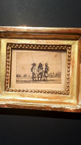 Selten Gravur Stefano Della Bella Drei Soldaten 17. Israel Kunstblatt Antik - Bild 4 von 6