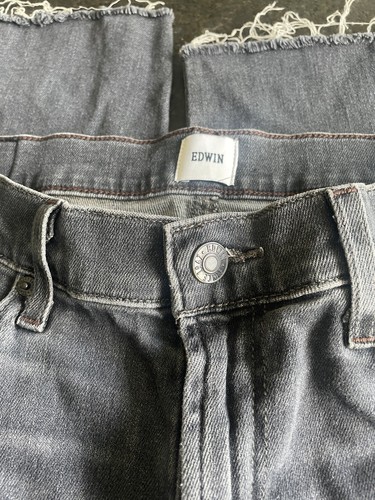 Edwin Jeans Womens 28 Black Slim Straight Crop High Rise Stretch Denim - Picture 2 of 9