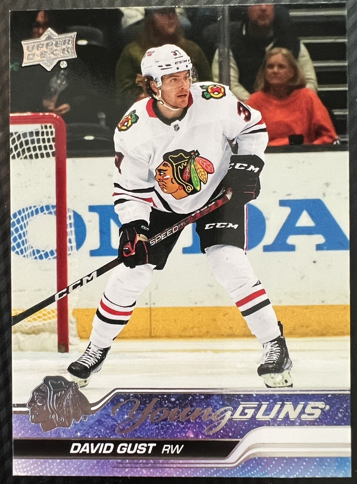 2023-24 UD Upper Deck Series 1 Young Guns - 218 David Gust - Chicago Blackhawks