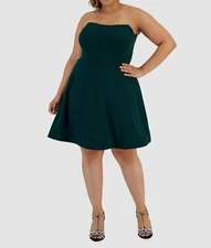 B. Darlin Women's Green Corset Strapless A-Line Dress Plus Size 14W