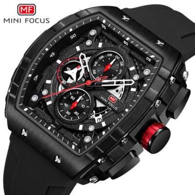 MINI FOCUS Men Watch Casual Rectangle Wristwatch Silicone Sport Watch for Boys