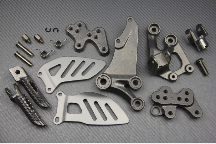 Paire support repose pieds avant Suzuki GSXR 750 WVCF 2006 2007 argenté moto