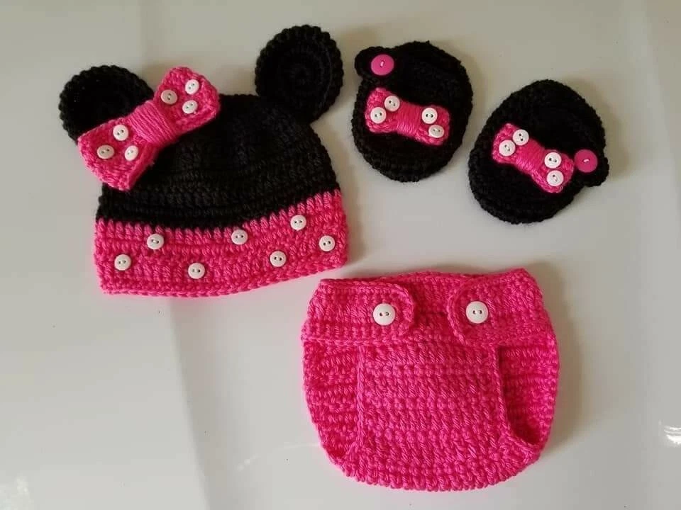 Crochet Baby Girl Minnie Mouse Outfit Photo Prop eBay