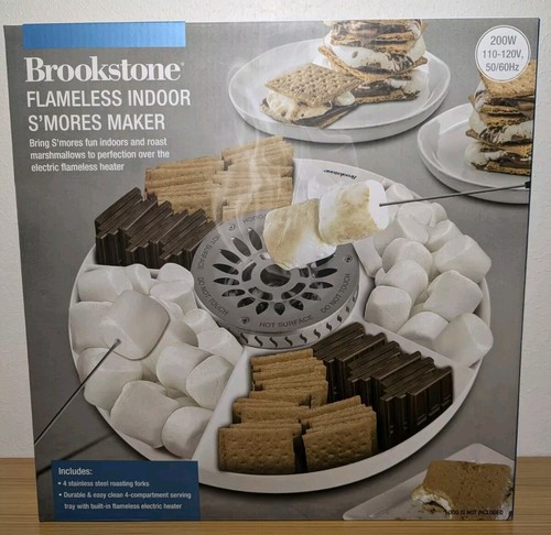 Brookstone Smores Maker Tabletop Indoor Flameless Electric Kit + 4 Trays & Forks - 第 1/2 張圖片