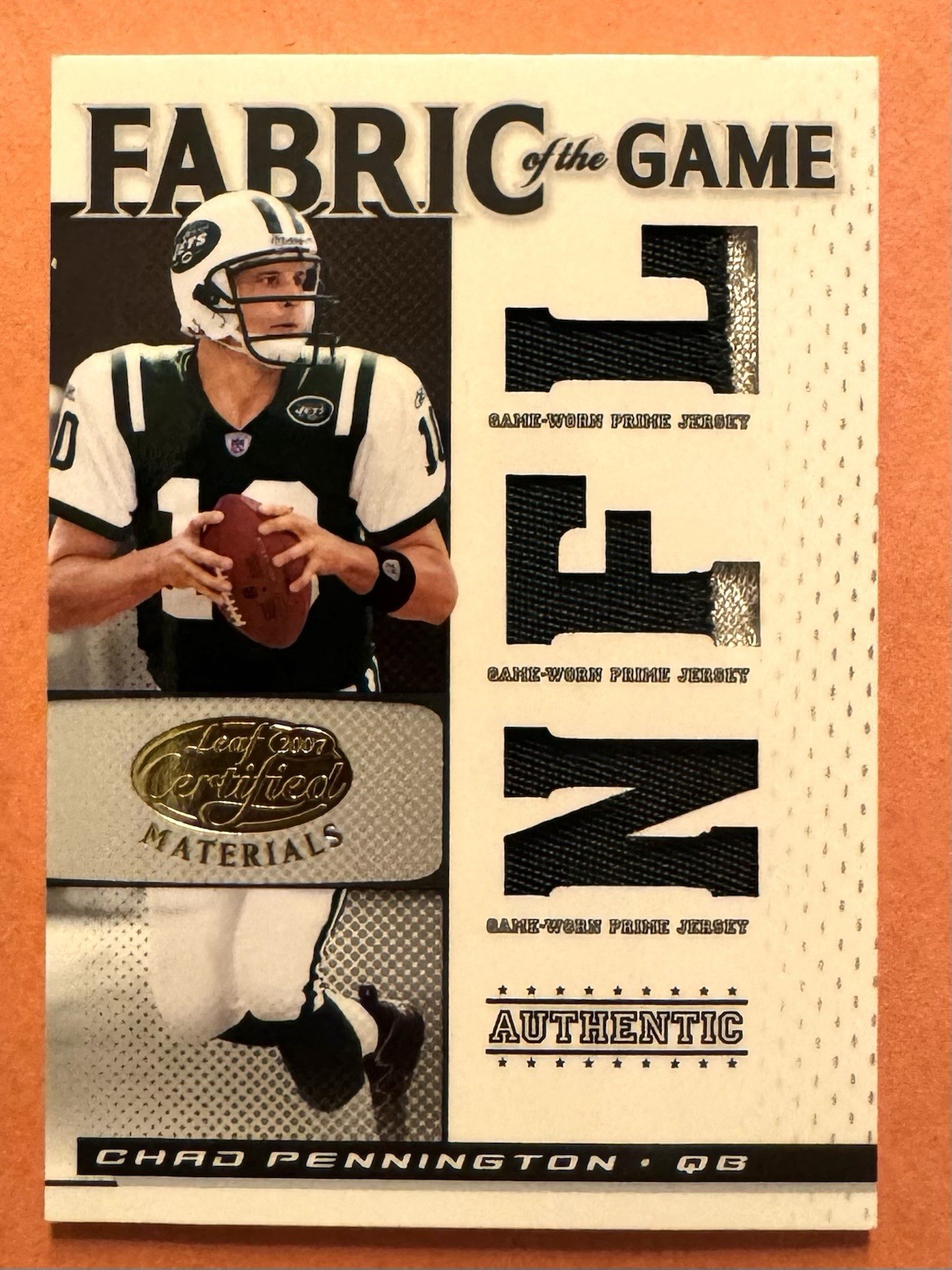2007 Certified Fabric Of The Game CHAD PENNINGTON Game Worn Prime Patch 25/25