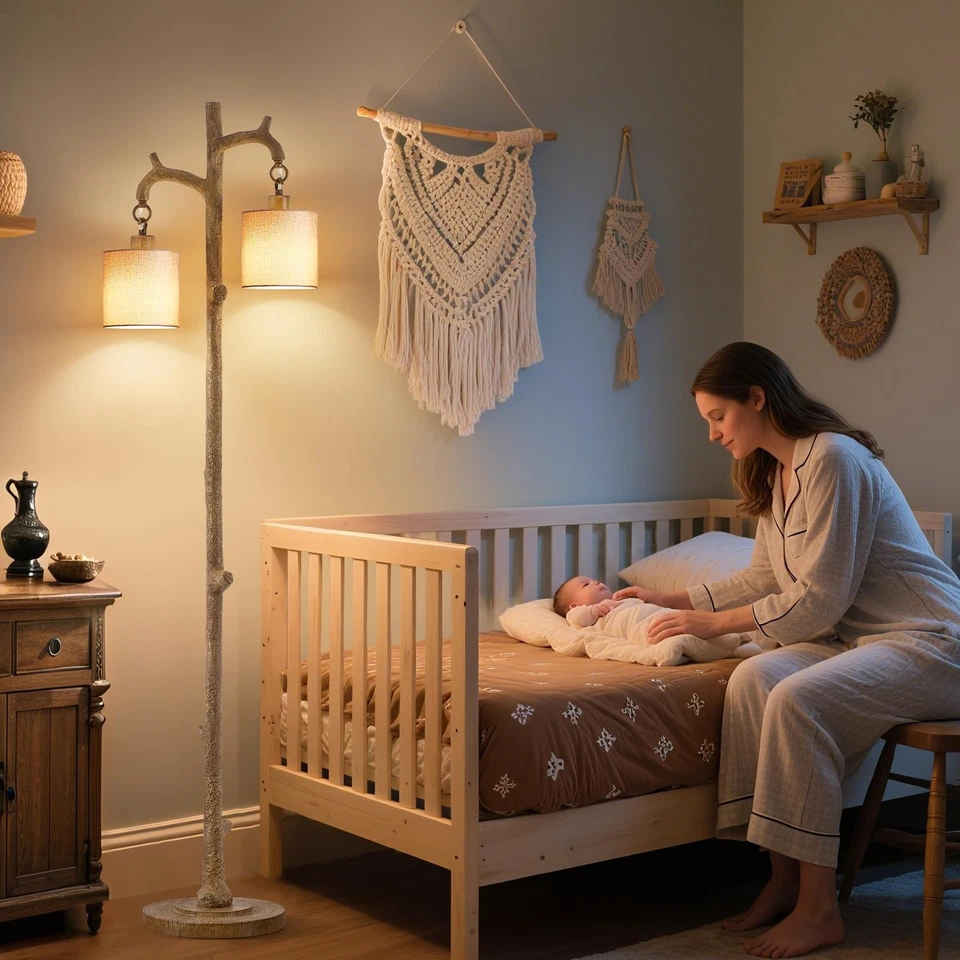 Lámpara de pie rústica para sala de estar - Base de resina de alta resistencia recientemente mejorada granja... Foto 2 de 4