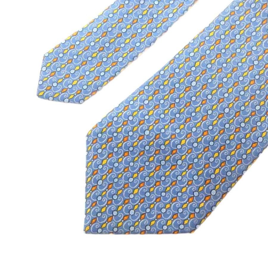 Hermes Tie Regular Silk Pattern Logo Blue Men - image 3