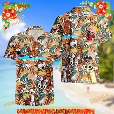 Calvin and Hobbes Hawaiian Shirt Summer, Calvin Hawaii Shirt, Hobbes Aloha Shirt