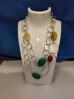 Vintage Multi Stone Silver tone Link Chain Necklace — photo 4