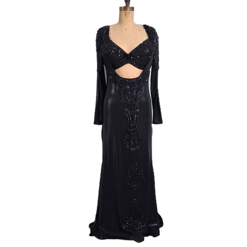 Belly Dancing Costume Handmade Professional Dancer M BLACK BEADED Dance 38DD
