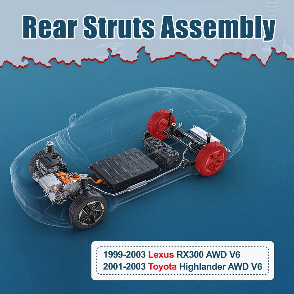 2X AWD Rear Left Right Struts for Toyota Highlander Lexus RX300 2001 2002 2003 - Image 2 of 4
