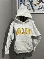 Vintage Champion Reverse Weave Hoodie Gray ADELPHI Men’s L Made in USA
