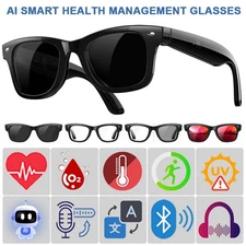 Smart Glasses AI Health Management Heart Rate SpO2 Tracking Bluetooth Earphone