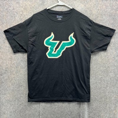 South Florida Bulls Shirt Mens Large Black Green USF Tee Crewneck Champion