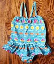 Vintage 90s Healthtex 12 Month Baby Girl Infant One Piece Skirted Swimsuit
