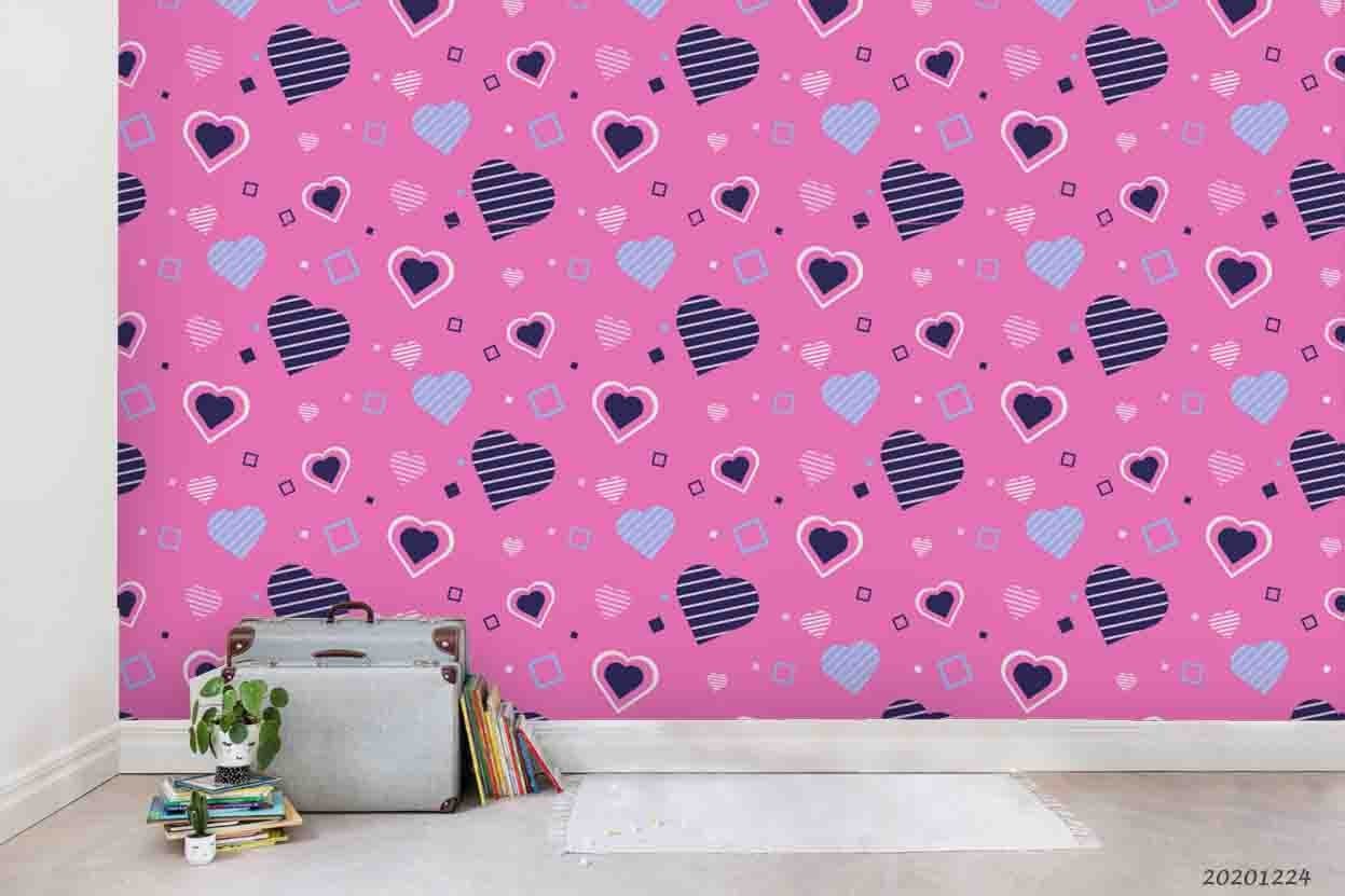 3D Cartoon Heart Shape Pattern Wall Murals Wallpaper Murals Wall Sticker