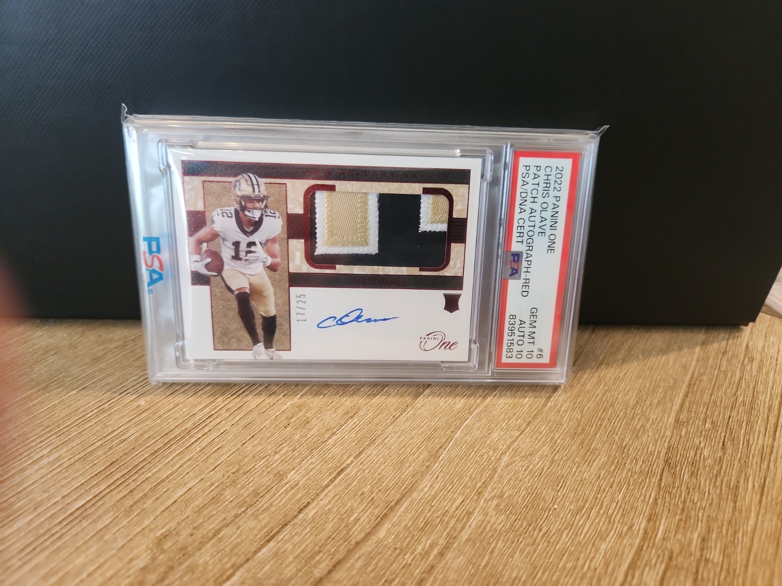 2022 Panini One RPA Chris Olave Red 17/25 PSA 10, AUTO 10 POP 1 view 1