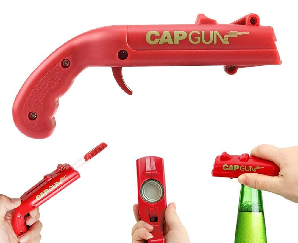 Apribottiglie a Pistola Cap Gun Sparatappi: Accessorio Festa Birra