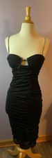 Black Bodycon Underwire Bustier Rhinestone Strap Lined Dress Size Medium New