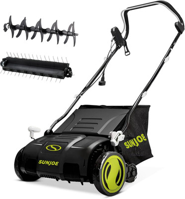 15-Inch Electric Powered Lawn Dethatcher with Scarifier Blade Reel and Collectio