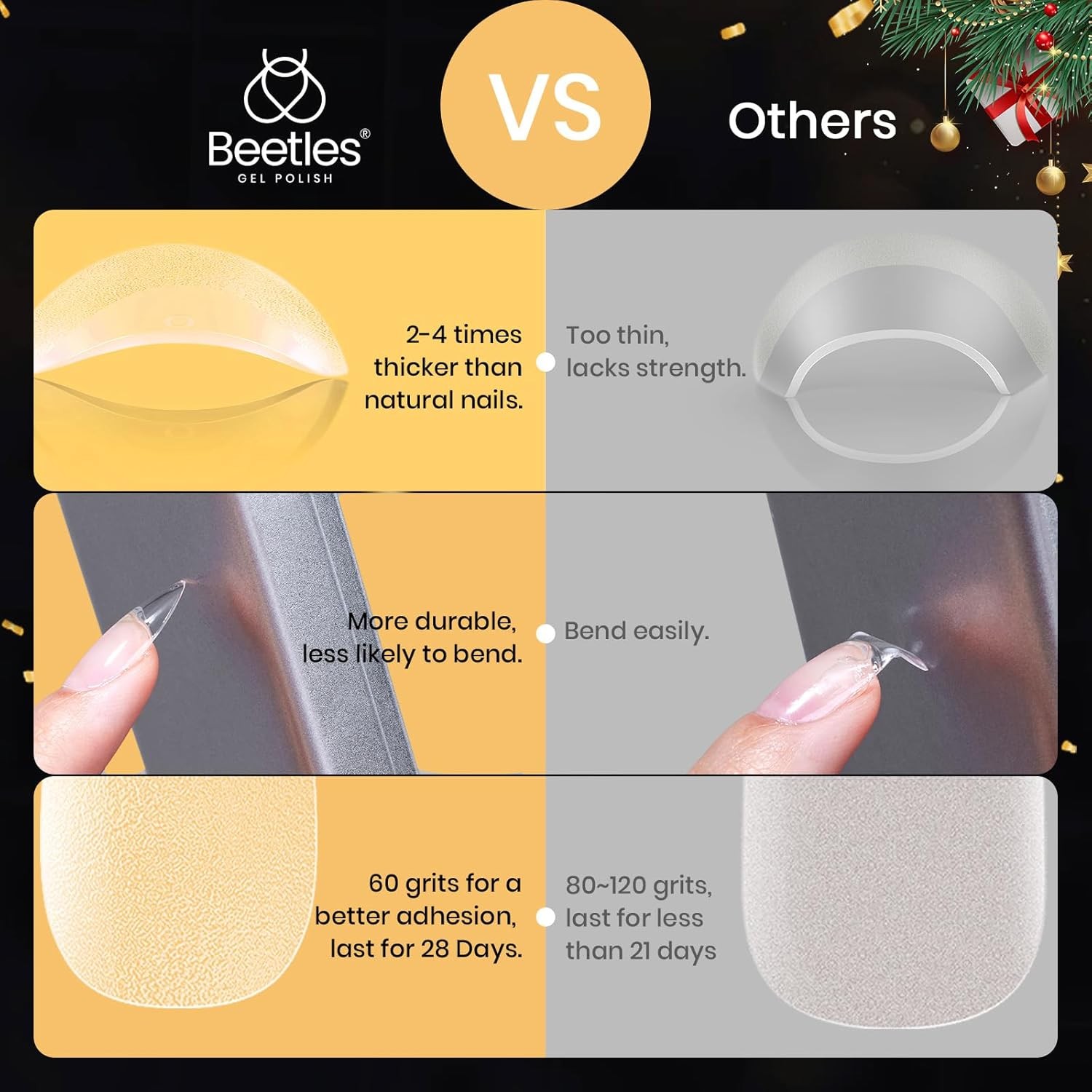 Beetles Extra Short Almond Nail Tips, 12 Sizes 288 PCS Pre-Shaped Clear Full Cov