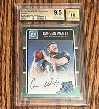2016 Donruss Optic Carson Wentz Rated Rookie Green Auto /5 BGS 9.5 Gem Mint 5/5