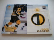 ANSON CARTER 2000-01 PACIFIC PRIVATE STOCK GAME GEAR 3 COLOR BOSTON BRUINS PATCH