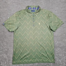 William Murray Polo Shirt Mens Medium Green Beer Pint Print Golf Performance