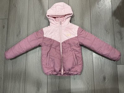 PUMA Girls Hooded Puffer Jacket Full Zip Colorblock Pink Purple Size 14