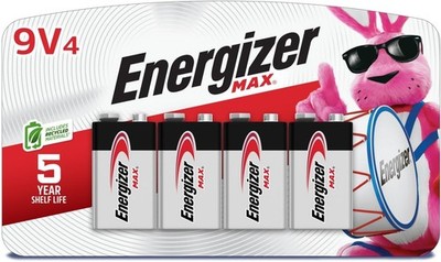 MAX 9V Batteries (4 Pack), 9 Volt Alkaline Batteries