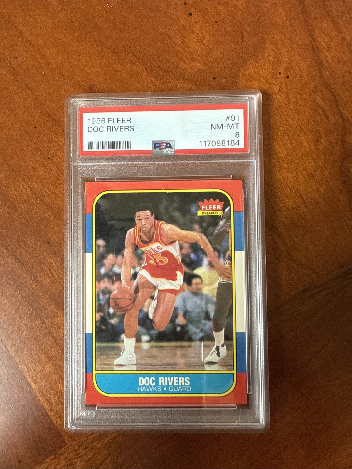 1986 Fleer Doc Rivers Basketball Card #91 PSA 8 NM-MT