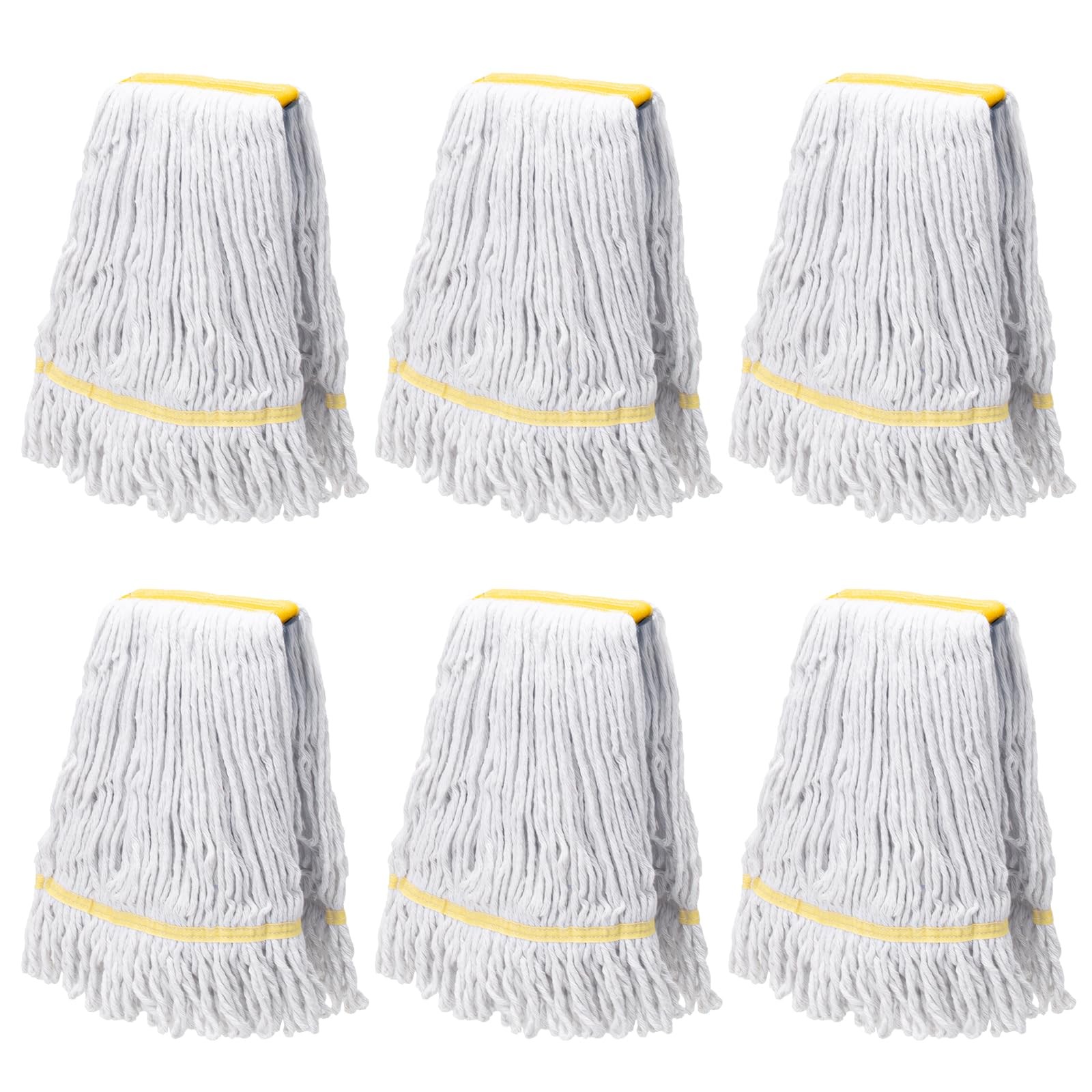 6 Pack Heavy Duty Commercial Mop Head Replacement,Wet Industrial Cotton Loope...