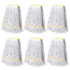 6 Pack Heavy Duty Commercial Mop Head Replacement,Wet Industrial Cotton Loope...