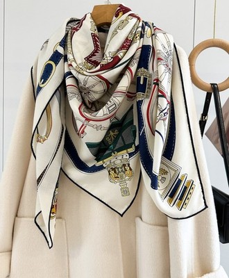 70% Cashmere 30% Silk Scarf Large Wrap Women Square Shawl 53'' Double Horse print
