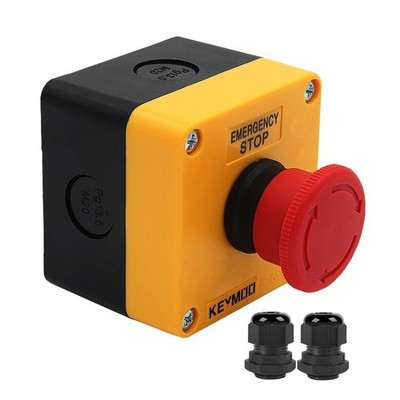 Red Emergency Stop Switch Weatherproof Push Button with Box 10A 660V 1NO 1NC