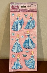 New Hallmark Disney Princess Cinderella Glitter Stickers 2 Sheets Sealed USA