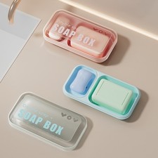 Plastic Soap Dish Organizers Double Compartment with Lid For Bath Essential