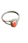 Vintage Native American (Navajo?) Oval Coral 925 Sterling Silver Ring size 5.25