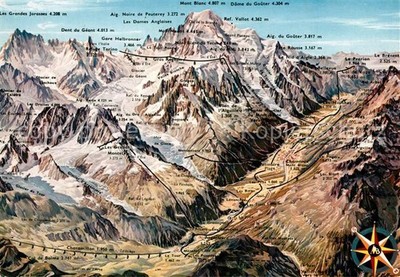 Chamonix Mont Blanc Panoramic Map