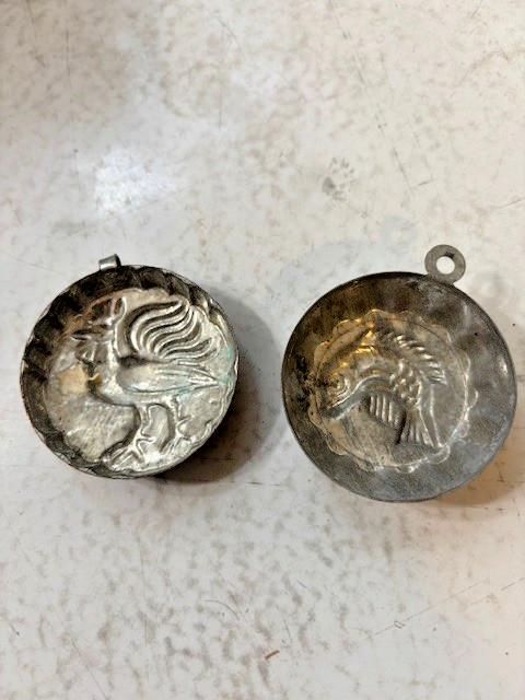 Vintage Antique Copper Rooster Fish Jello Cake Mold Wall Hanger Hook TINY  2 in!