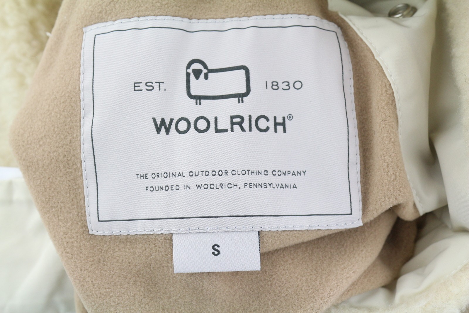 WOOLRICH Reversible Teddy Parka Women Jacket S Cream Wool Blend RRP899 * image 10