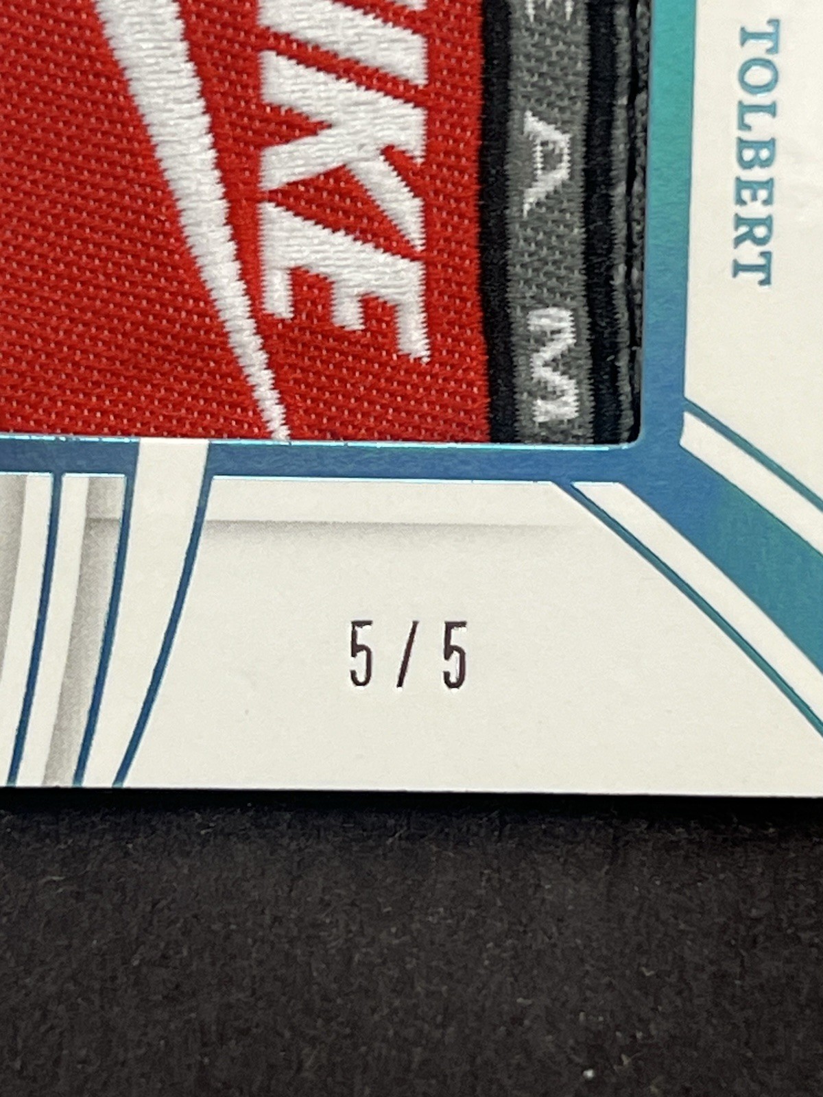 2022 Immaculate Jalen Tolbert Auto Patch RC Nike Laundry Tag 5/5 South Alabamap view 3