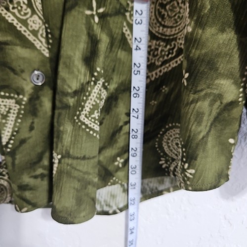 Vintage Susan Graver Hemd Damen 3X grün Paisley Knopfleiste Langarm Bluse - Bild 6 von 7