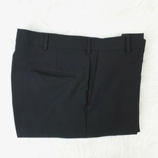 Vintage Tailor's Bench Black Wool Pants 36 x 31 Flat Front
