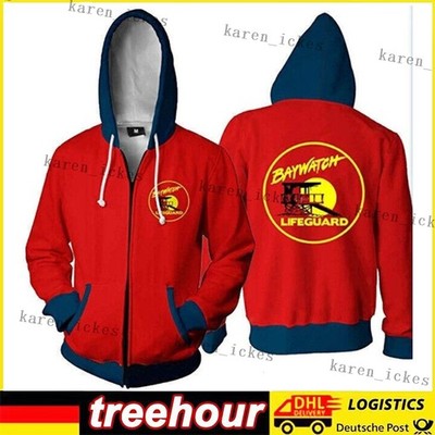 Herren Baywatch 3D Print Hoodie Sweatshirt Cosplay Zipper Jacket Coat 2025 Neu