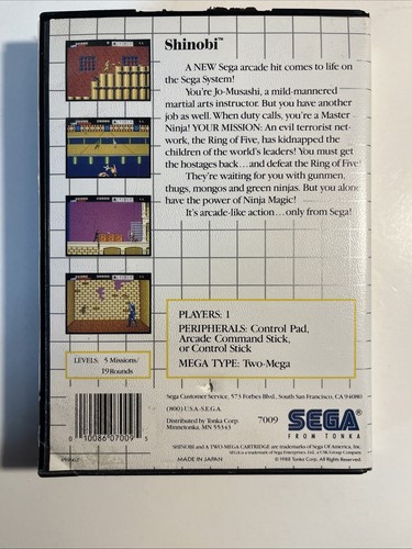 Shinobi (Sega Master System (SMS), 1988) - Complete w/ Manual - Tested! - Picture 4 of 10